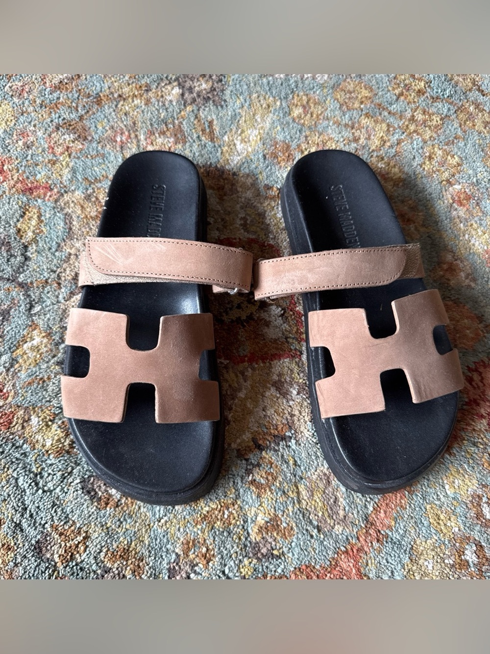 Steve Madden Taupe Suede Slide Sandals